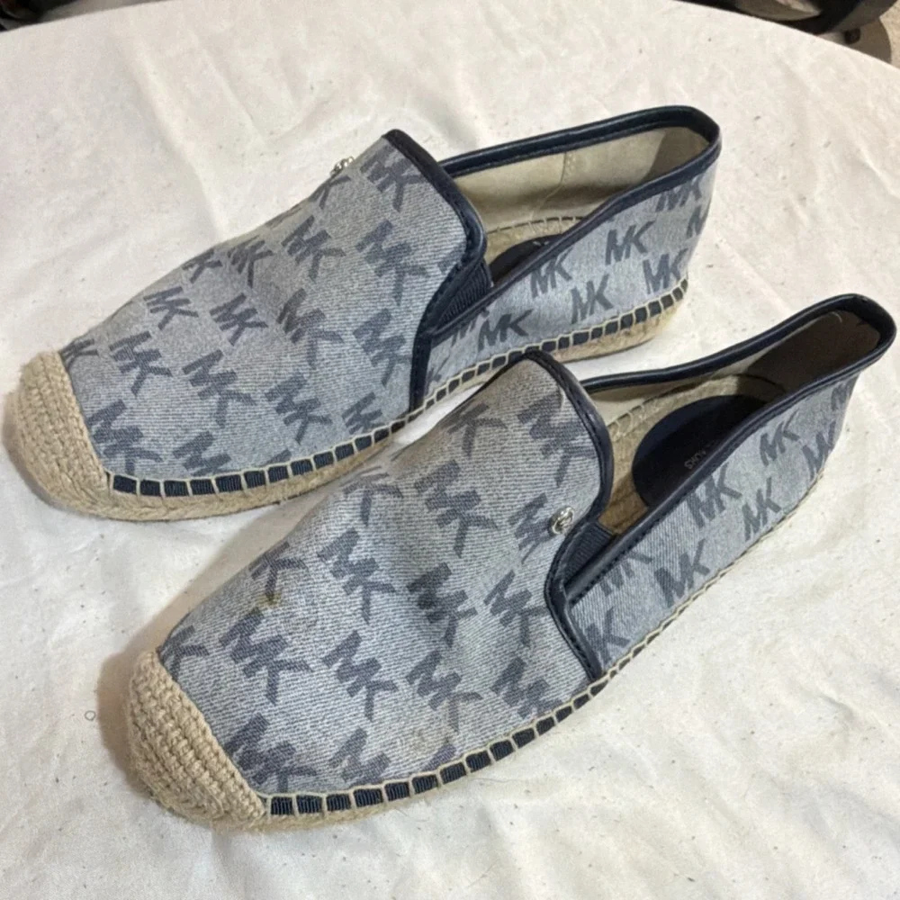 Michael Kors Logo Canvas Slip-On Women's Flats Blue Size 9 Medium
